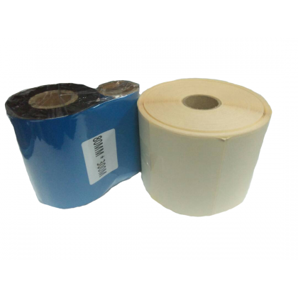 1 Roll Wax Barcode Ribbon 80mm x 300m + 3 Barcode Label 70mm x 50mm (1000pcs per barcode label)